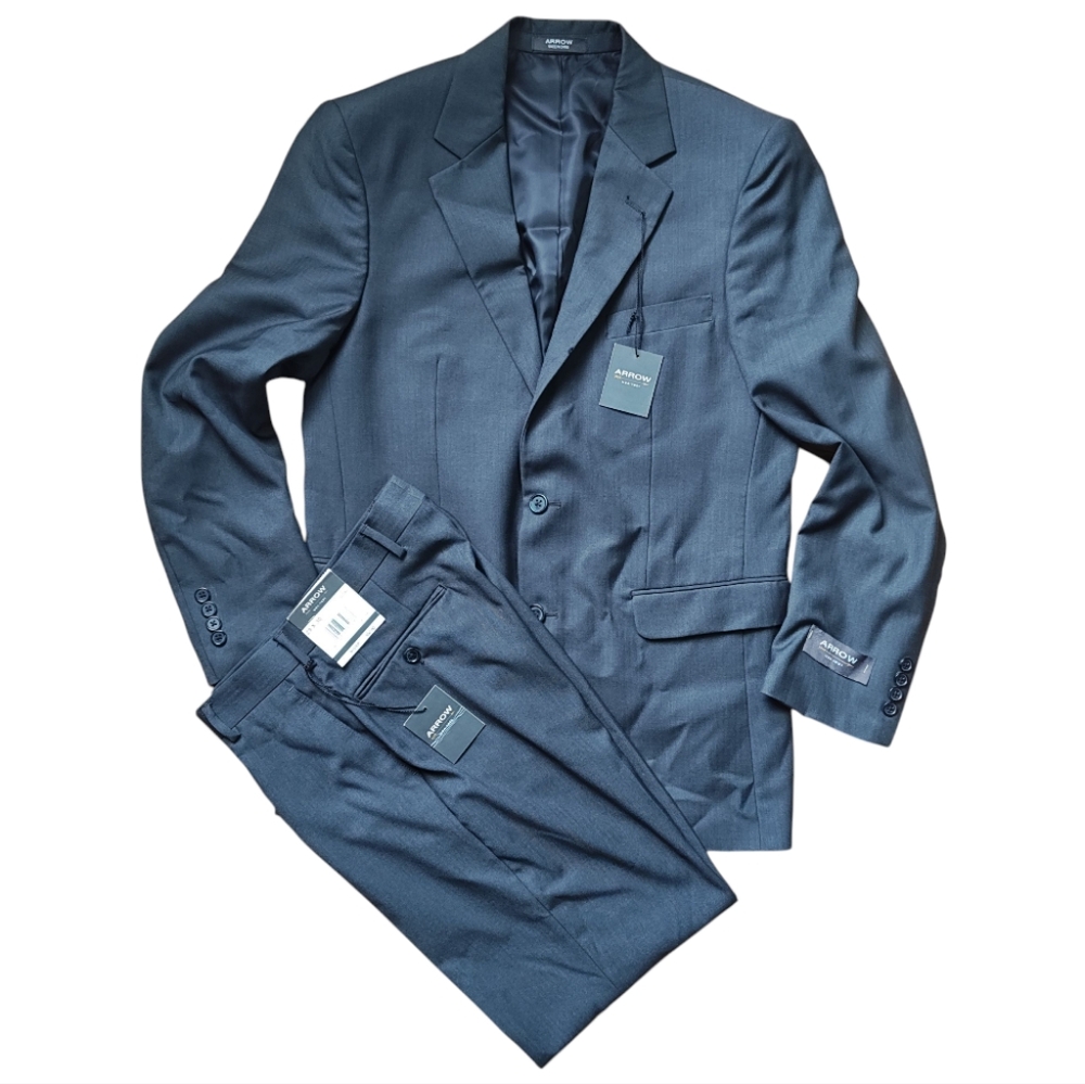 Arrow Gray Suit Blazer 38R Dress Pants 29×30